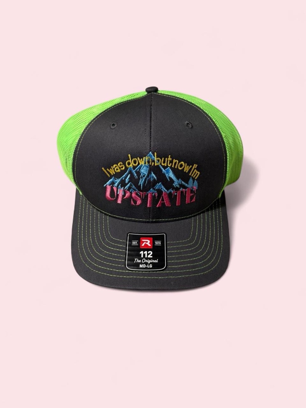 Source Unknown Black & Neon Green Upstate Mountain Trucker Hat
